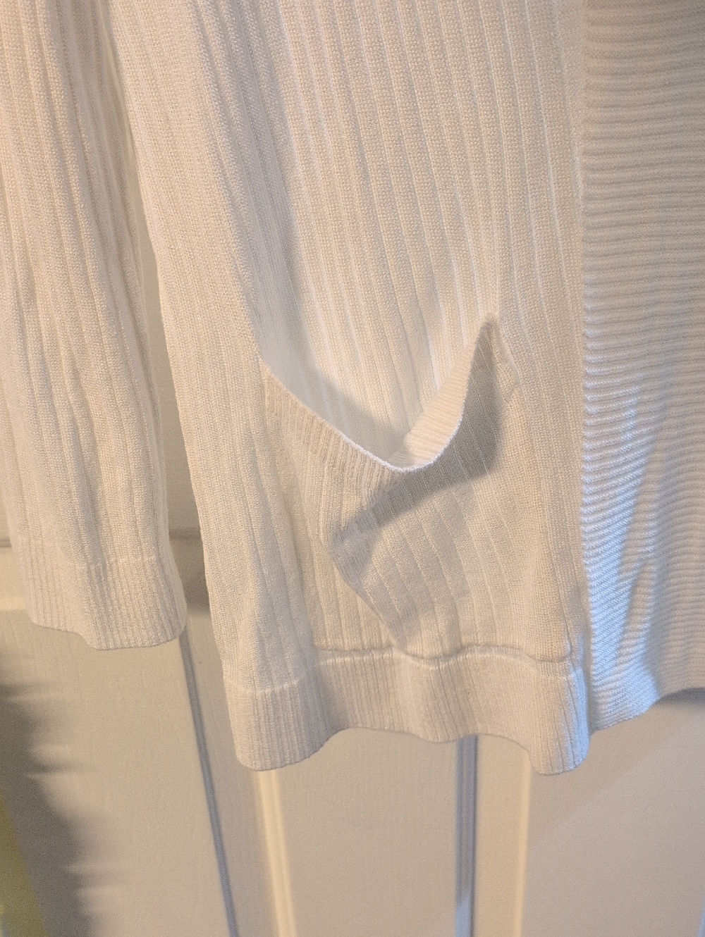 Liz Claiborne White Open-Front Ribbed Cardigan Sweater - Picture 2 of 5